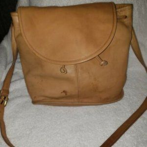 Coach Vintage Tan Leather Bucket Drawstring Shoulder Bag - Read Description